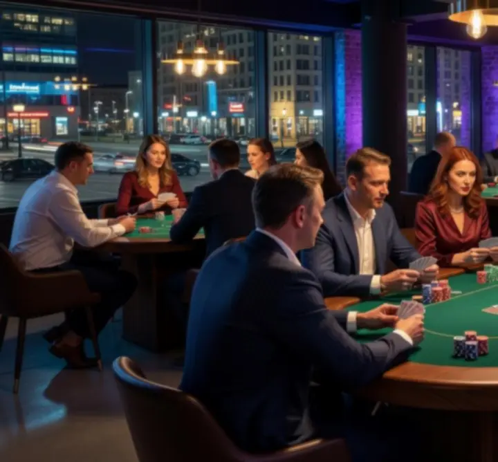 FAUST ŁUKASZ MALINOWSKI Poker Lounge – stoliki pokerowe w nowoczesnym, klubowym wnętrzu