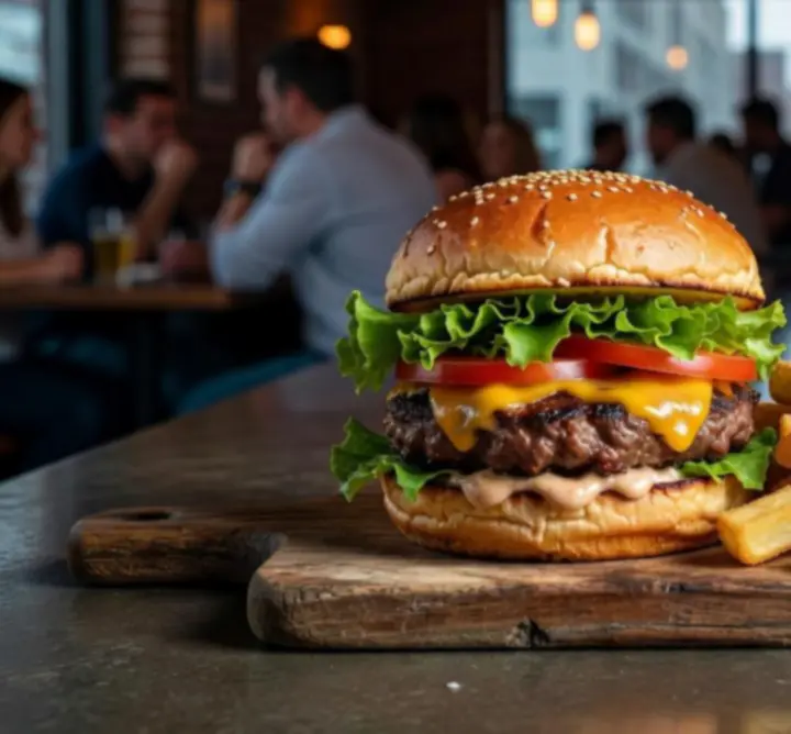 Burger premium serwowany w FAUST ŁUKASZ MALINOWSKI